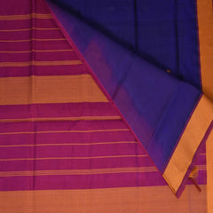 Silk cotton shot navy blue saree with thread work boarder