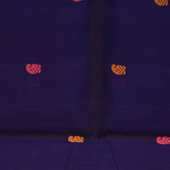 Silk cotton shot navy blue saree with thread work boarder