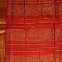 Silk cotton saree half white saree with red boarder