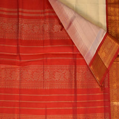 Silk cotton saree half white saree with red boarder