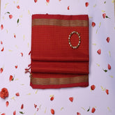 Silk cotton red saree with jari boarder