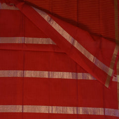 Silk cotton red saree with jari boarder