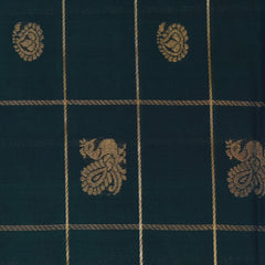 Silk cotton bottle green saree with jari boarder