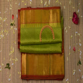 Silk cotton light green saree with jari boarder