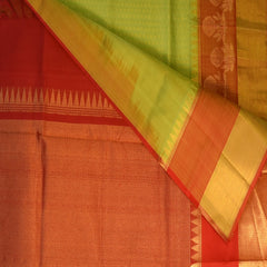 Silk cotton light green saree with jari boarder