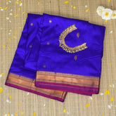 Ilkal Pure Silk Purple Saree With Zari Border