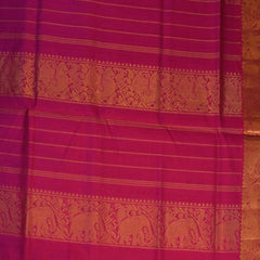 Silk cotton navy blue saree with pink boarder