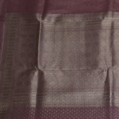 Mauve Benares Linen Silk Saree with Silver Jari Border