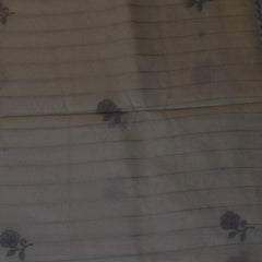 Elegant Cream Cotton Saree with Granite Gray Floral Patterns