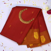 Kanchivaram silk Crimson Red Saree with Blouse