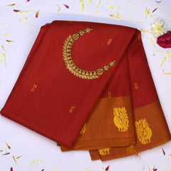 Kanchivaram silk Crimson Red Saree with Blouse