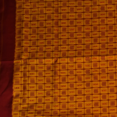 Pochampally Ikkat Yellow Saree with Checks, Red Border, and Blouse