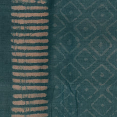 Tussar block print Teal Tide Saree with Blouse