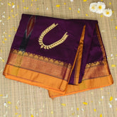 Ilkal Silk Cotton Magenta Saree With Yellow Border