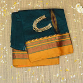 Ilkal Silk Cotton Green Saree With Yellow Border