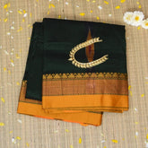Ilkal Silk Cotton Green Saree With Yellow Border
