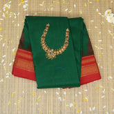 Ilkal Silk Cotton Green Saree With Red Border