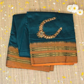 Ilkal Silk Cotton Green Saree With Mustard Border