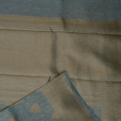 Sky Blue Benares Linen Silk Saree with Jari Border
