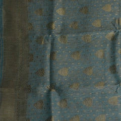 Sky Blue Benares Linen Silk Saree with Jari Border