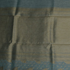 Sky Blue Benares Linen Silk Saree with Jari Border