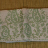 Chic Cream Cotton Saree with Olive Leaf-Inspired Floral Art