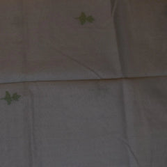 Chic Cream Cotton Saree with Olive Leaf-Inspired Floral Art