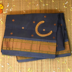 Ilkal Gadwal Silk Paithani Pallu Gray Saree Jari Border with Blouse