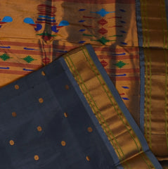 Ilkal Gadwal Silk Paithani Pallu Gray Saree Jari Border with Blouse