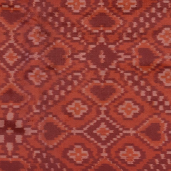 Pochampally Ikkat Peach Saree with Dark Maroon Motif, Zari Border, and Blouse