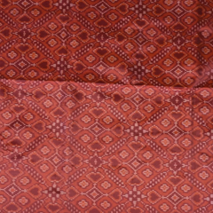 Pochampally Ikkat Peach Saree with Dark Maroon Motif, Zari Border, and Blouse