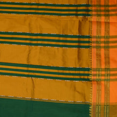 Ilkal Silk Cotton Dark Green Saree With Yellow Border