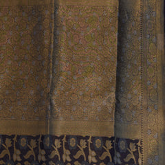 Benarasi cora cotton tissue saree navy blue saree with jari work