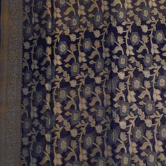 Benarasi cora cotton tissue saree navy blue saree with jari work