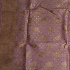 Mauve Benares Linen Silk Saree with Jari Border