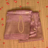 Mauve Benares Linen Silk Saree with Jari Border