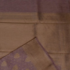 Mauve Benares Linen Silk Saree with Jari Border