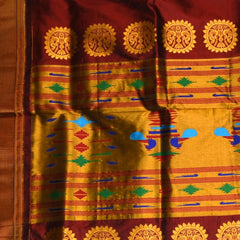 Ilkal Gadwal Silk Paithani Pallu Maroon Saree Jari Boarder with Blouse