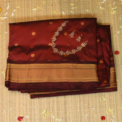 Ilkal Gadwal Silk Paithani Pallu Maroon Saree Jari Boarder with Blouse