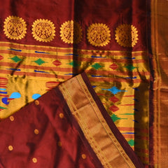 Ilkal Gadwal Silk Paithani Pallu Maroon Saree Jari Boarder with Blouse