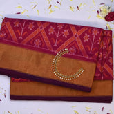 Pochampally Ikkat Pink Saree with Gold Border and Blouse