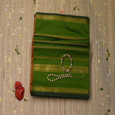 semi cotton green saree with blouse