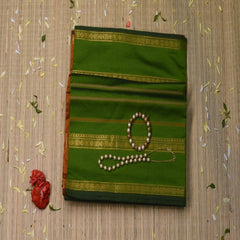 semi cotton green saree with blouse