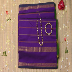 Semi Cotton violet saree with gap boarder