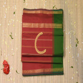 Semi cotton Red saree with gap boarder