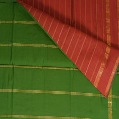 Semi cotton Red saree with gap boarder