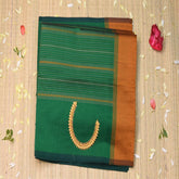 Semi cotton deep green saree with blouse