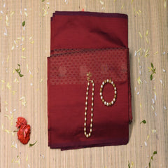 Semi Cotton Maroon saree with blouse