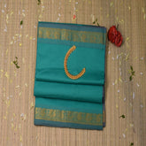 Semi Cotton Radium green saree with jari boarder