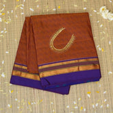 Ilkal Cotton Silk Rust Brown With Purple Border
